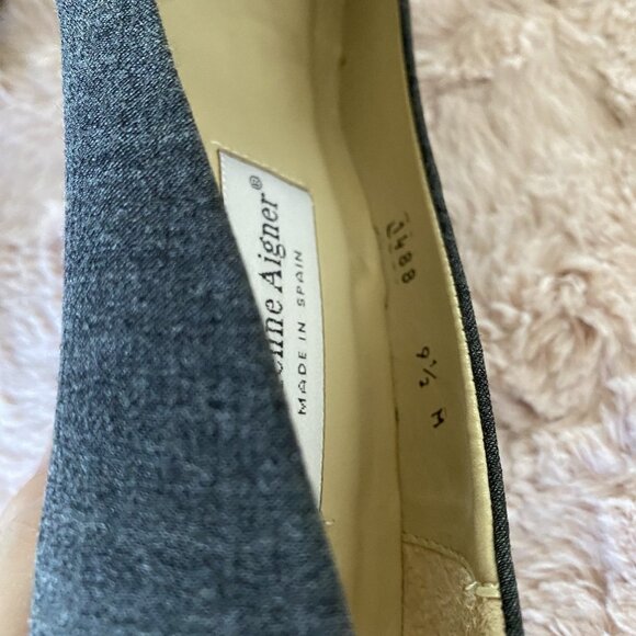 Etienne Aigner Women's 9.5M Taylor Gray Fabric Pumps Block Heels - Picture 13 of 16